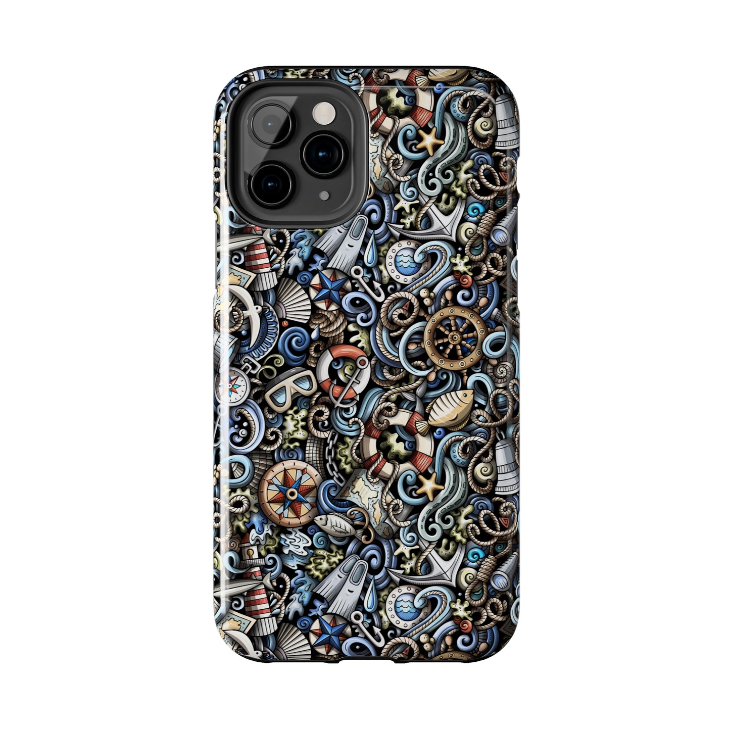 Nautical Ocean Navigation and Sealife Cartoon Design Iphone Tough Phone Case