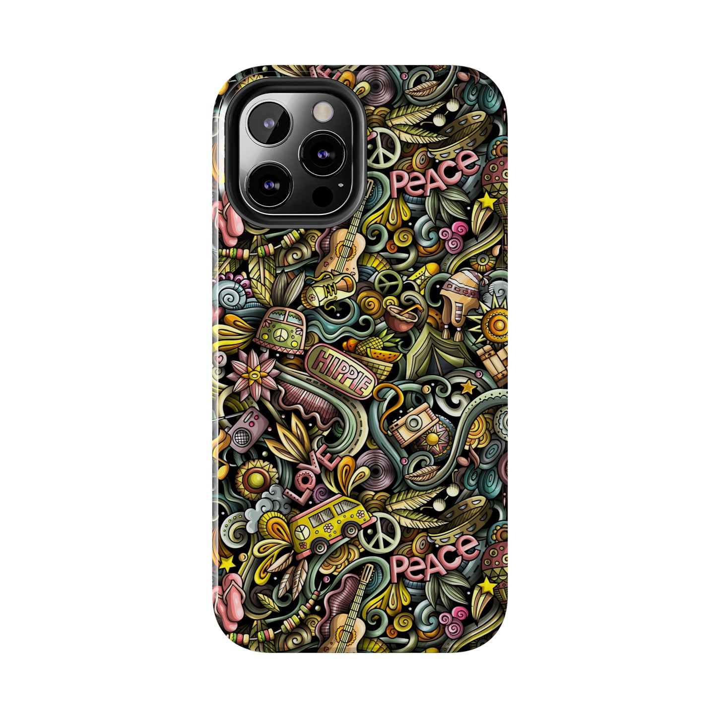 Peace, Love & VW Fun Cartoon Design Iphone Tough Phone Case