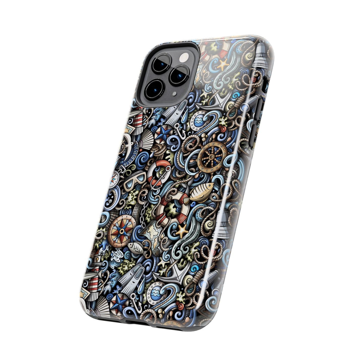 Nautical Ocean Navigation and Sealife Cartoon Design Iphone Tough Phone Case