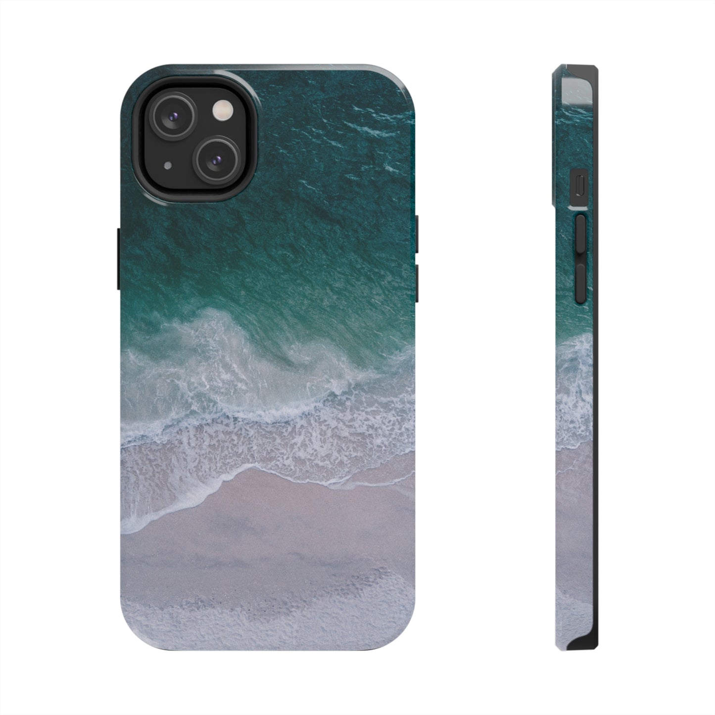 Ocean's Embrace: Deep Green Waters with White Waves Crashing onto the Beach Design Iphone Tough Phone Case