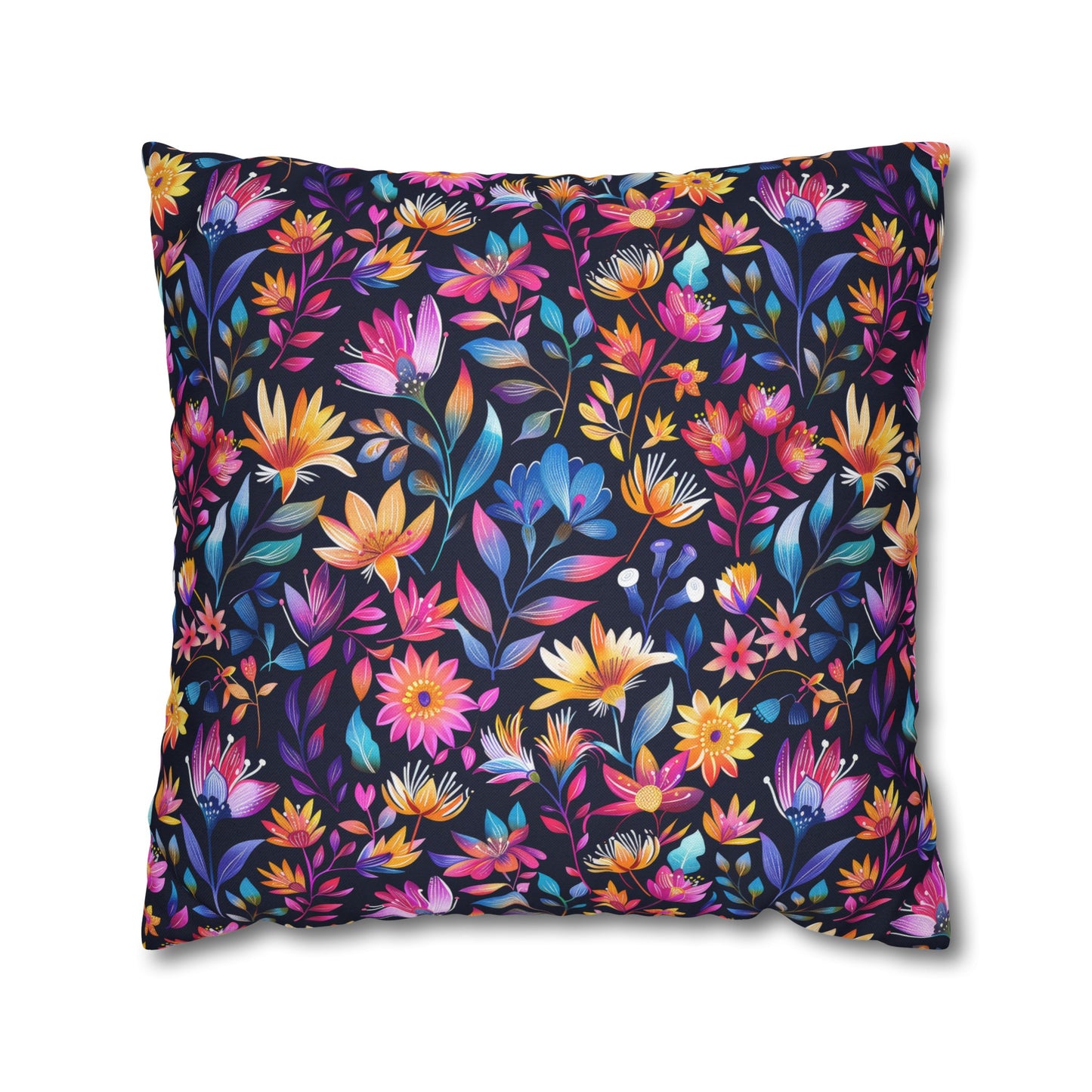 Enchanted Night Garden of Floral Bliss Spun Polyester Square Pillowcase 4 Sizes