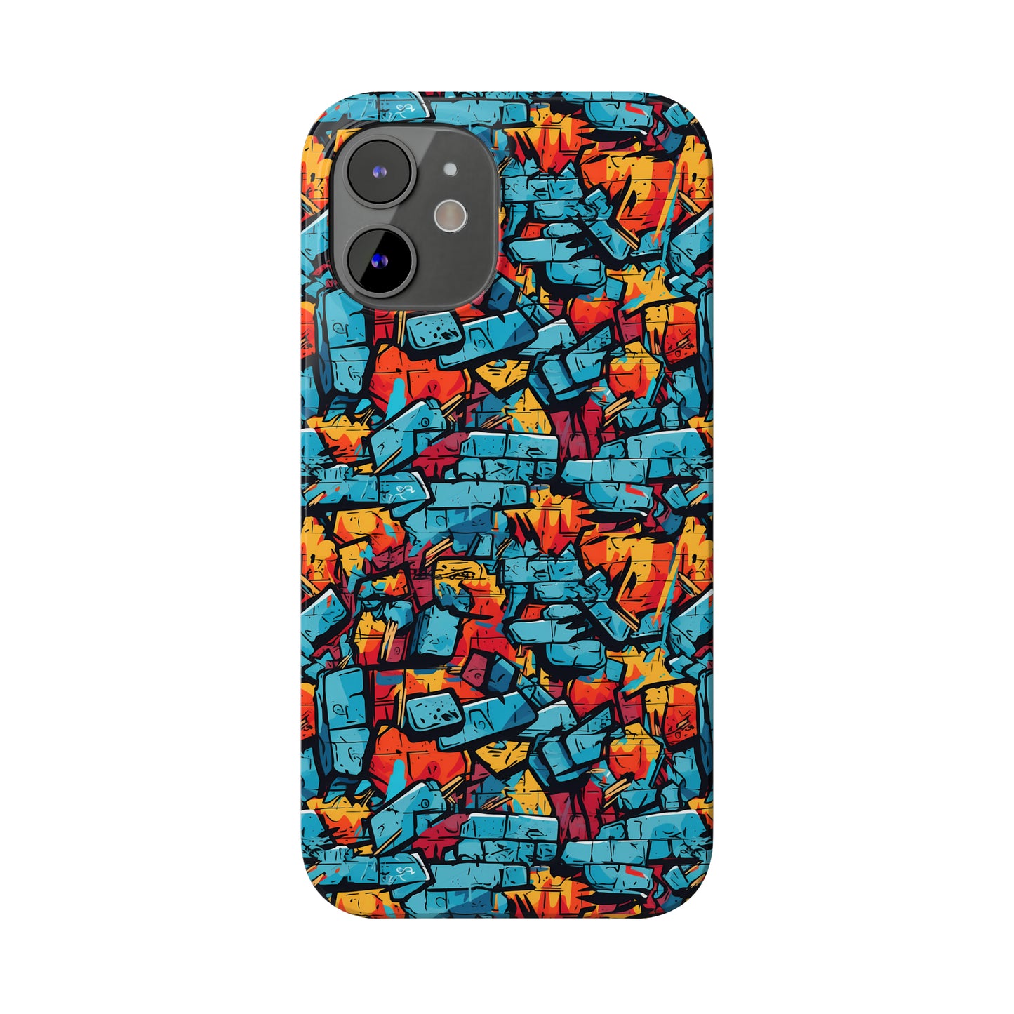 3D Brick Wall Graffiti Design Iphone 15-12 Slim Phone Case