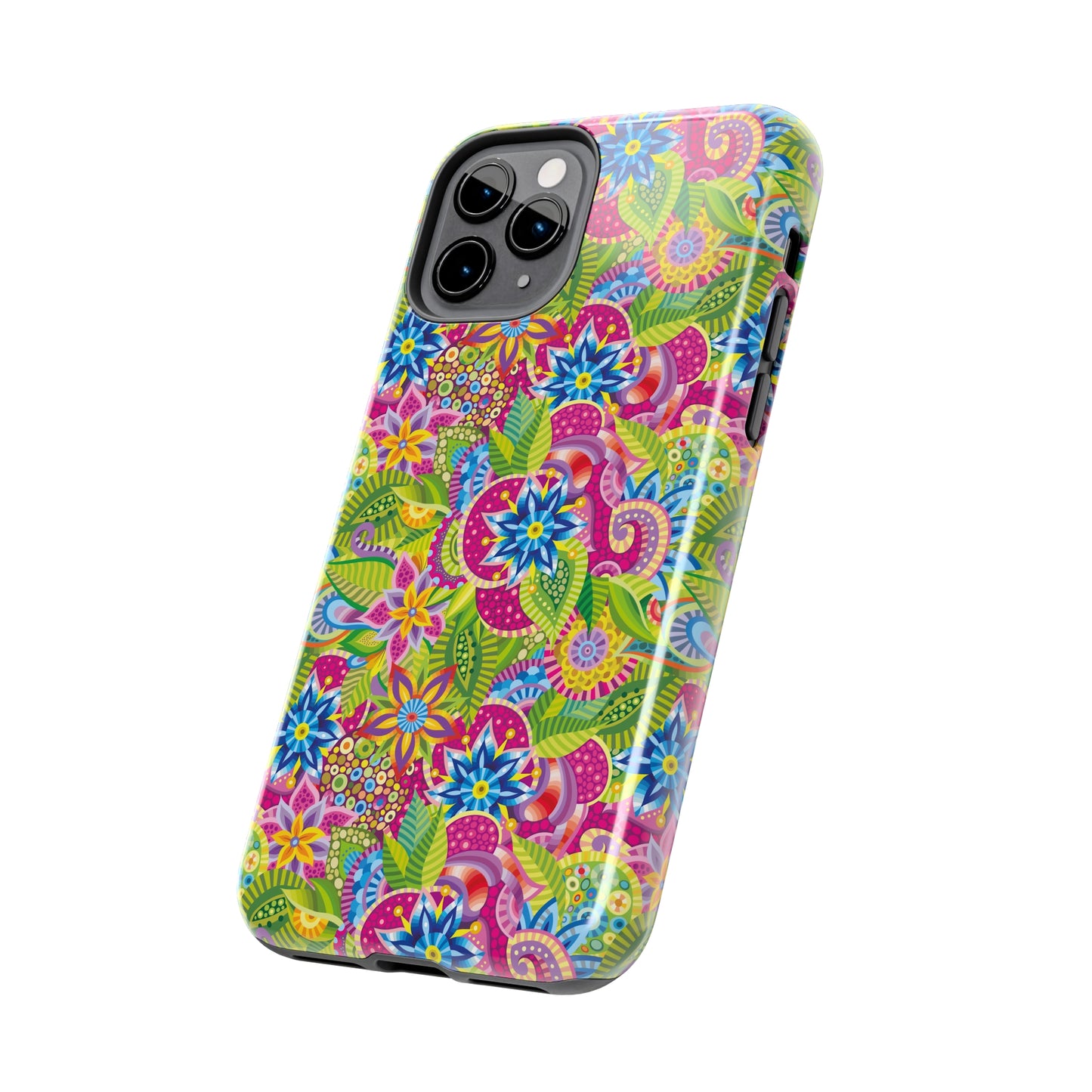 Vibrant Array of Abstract Flowers and Paisley in Rainbow Hues Iphone Tough Phone Case