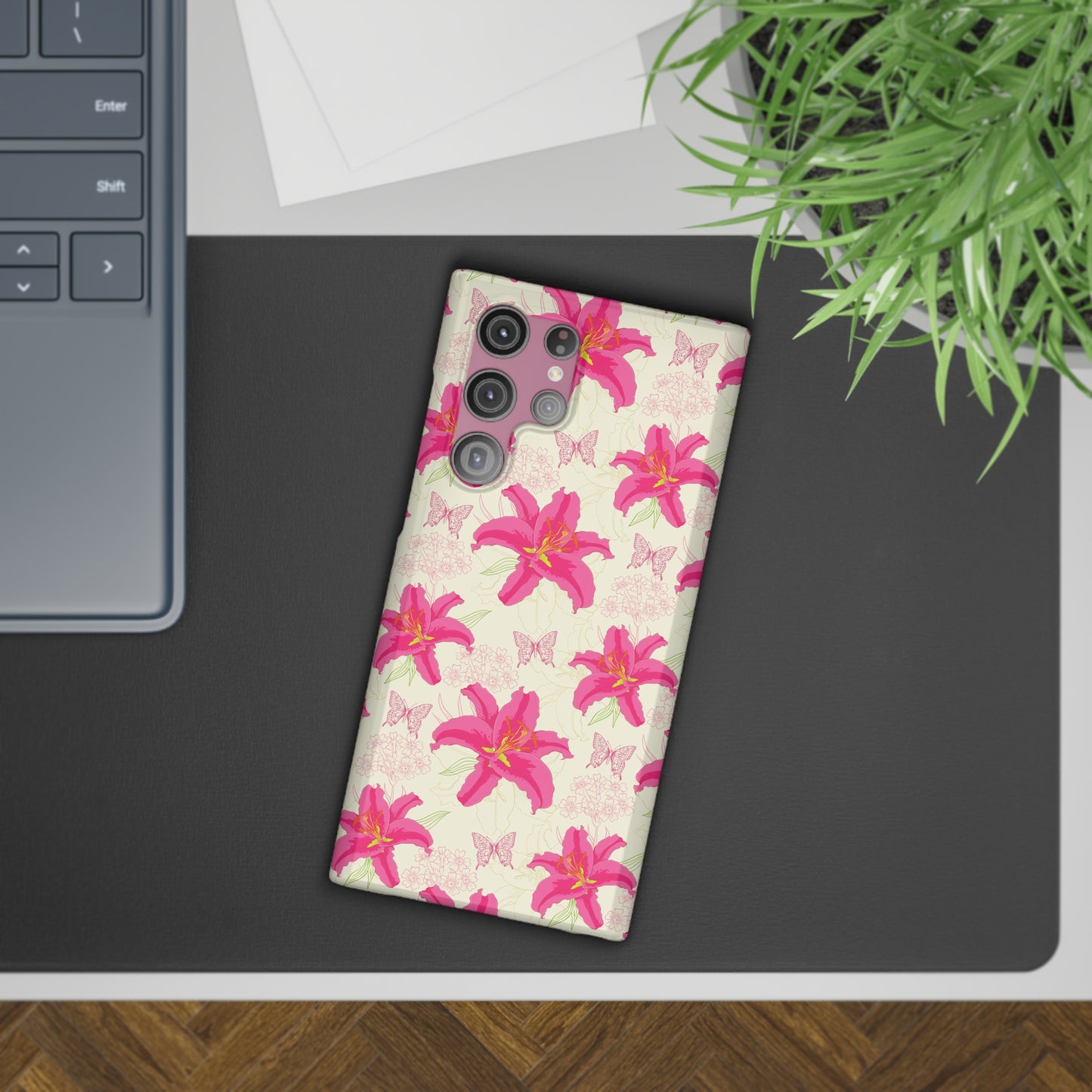 Large Lilies and Butterflies Samsung Slim Cases