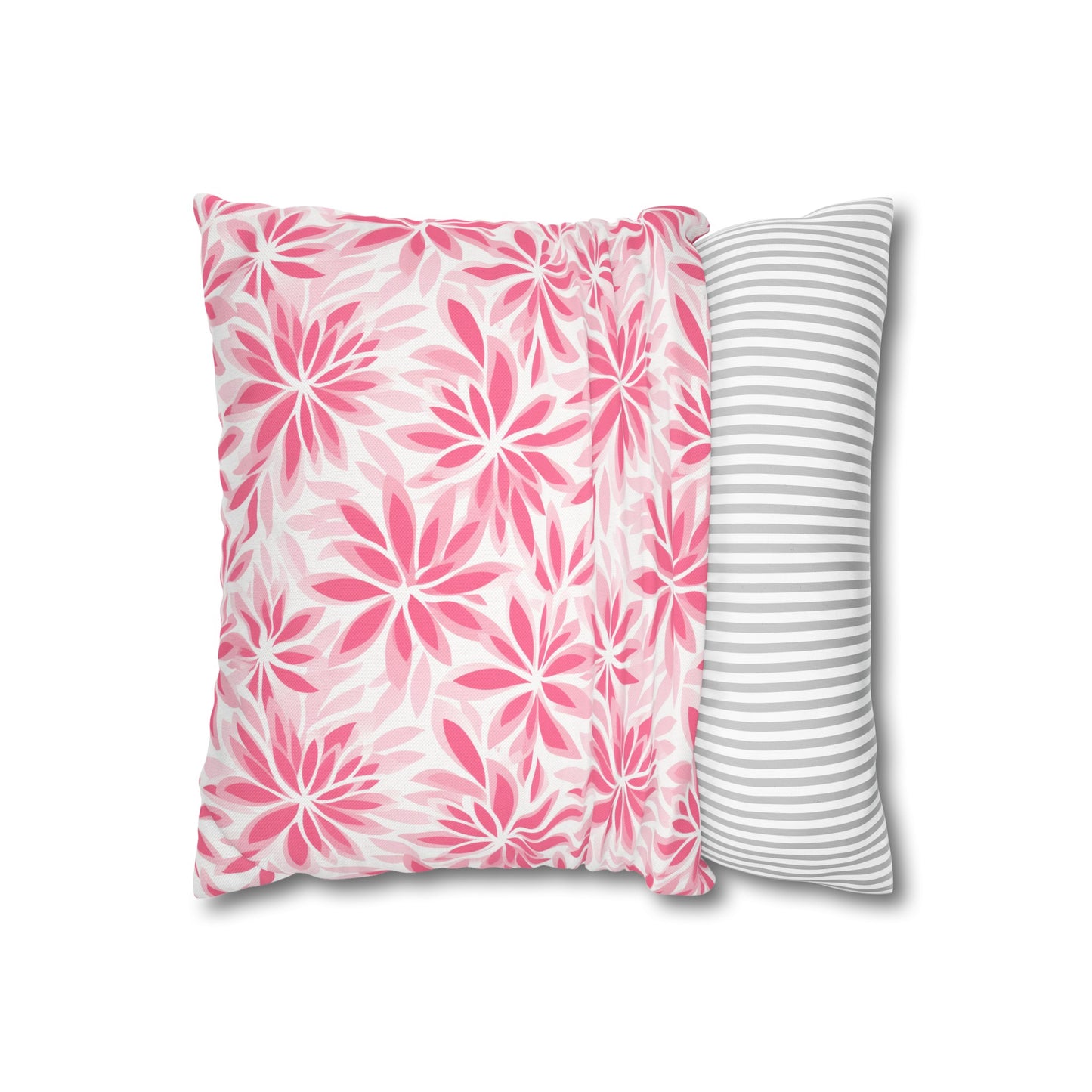 Blush Blooms Soft Pink Floral Pattern Spun Polyester Square Pillowcase 4 Sizes