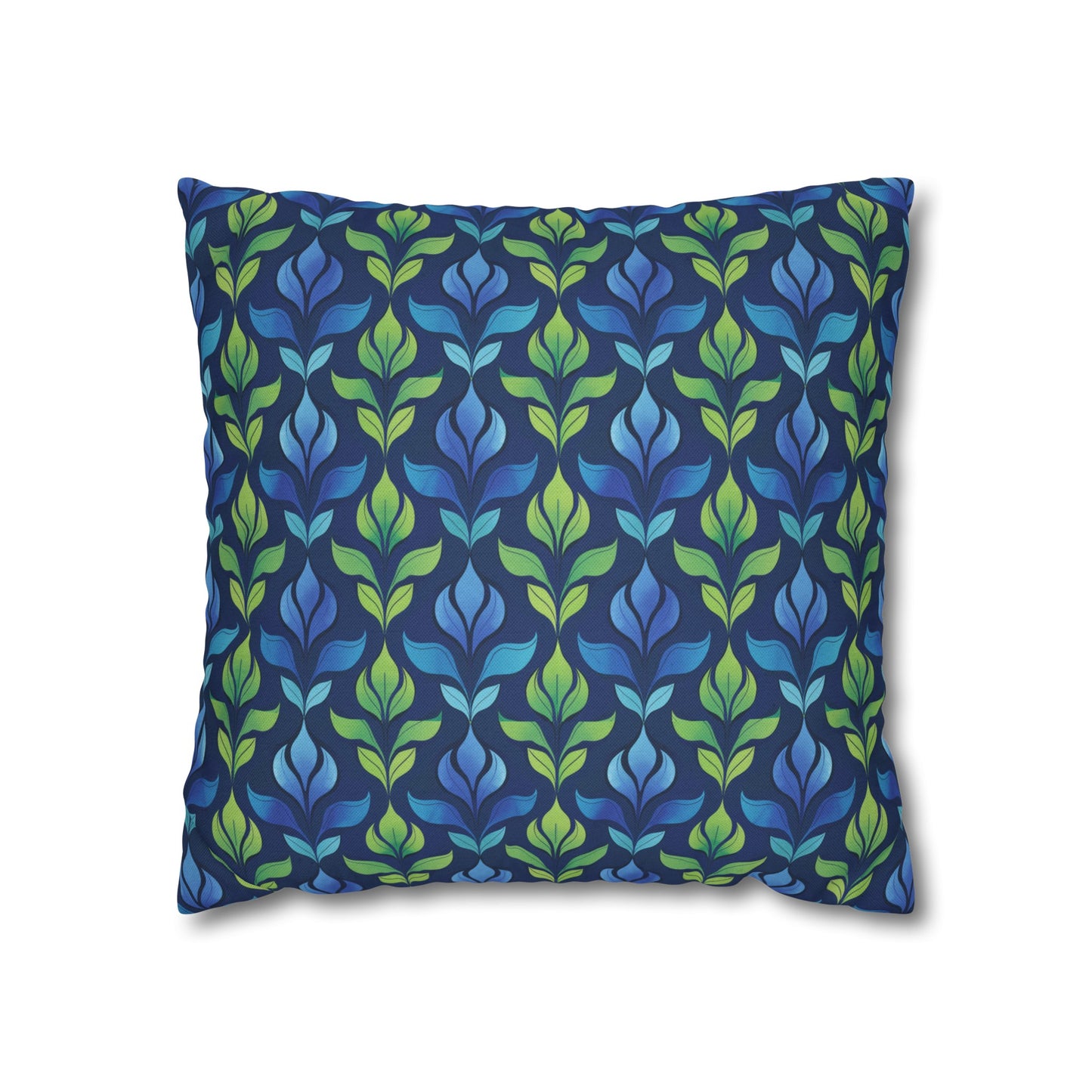 Vintage Blue and Green Botanical Spun Polyester Square Pillowcase 4 Sizes