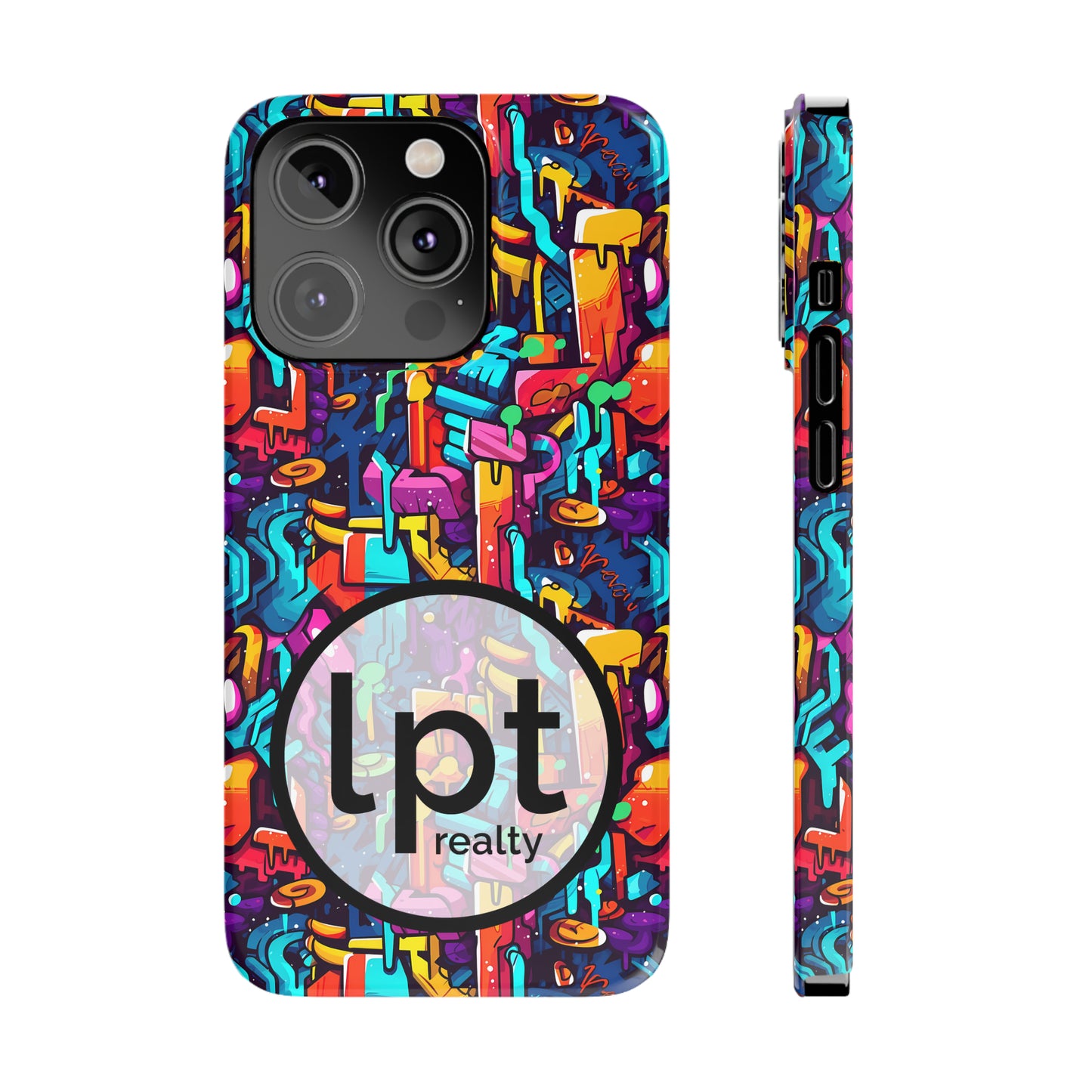 LPT Realty Logo -  3D Abstract Colorful Street Graffiti Art Design Iphone 15-12 Slim Phone Case