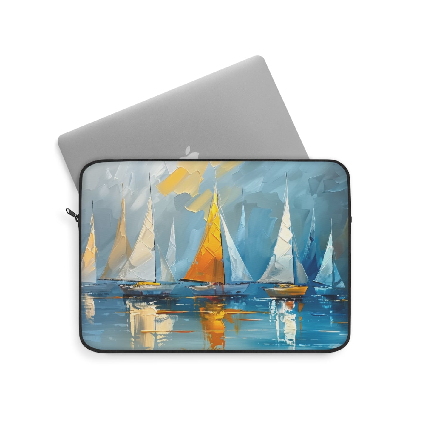 Sailboats Gliding on the Open Sea, Bathed in the Warm Glow of the Setting Sun Laptop or Ipad Protective Sleeve 3 Sizes Available