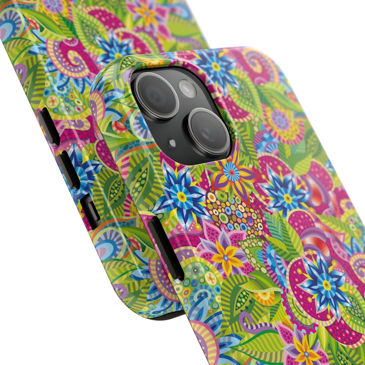 Vibrant Array of Abstract Flowers and Paisley in Rainbow Hues Iphone Tough Phone Case