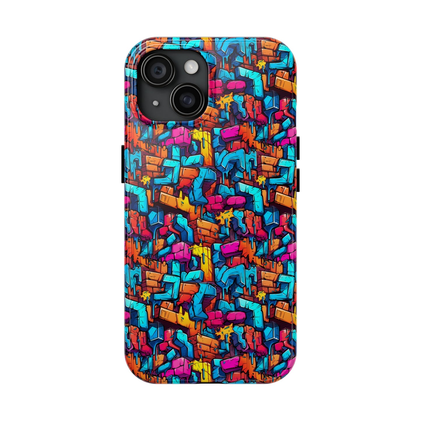 3D Rainbow Colored Graphic Blocks Design Iphone Tough Phone Case