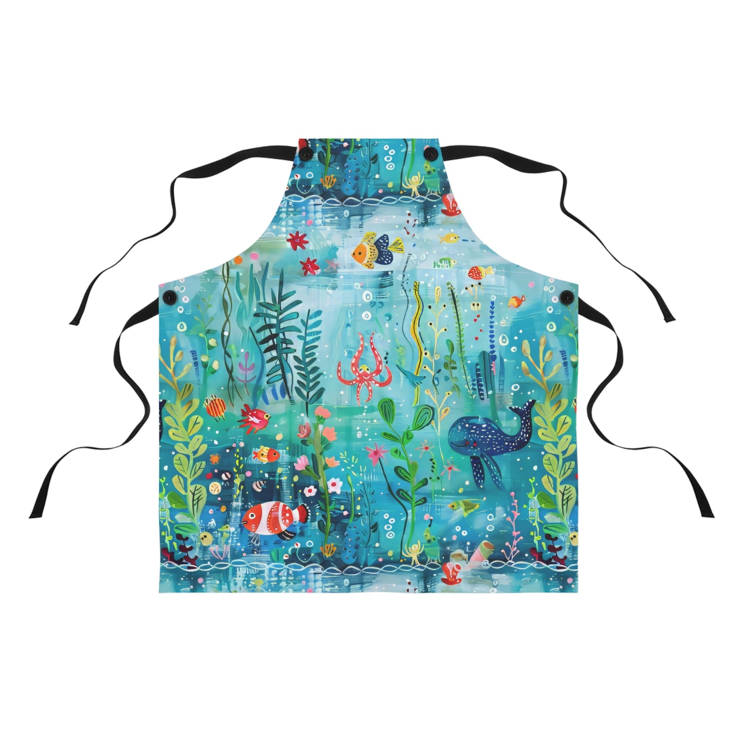 Ocean Enchantment: Magical Watercolor Sea Creatures Kitchen Chef Apron