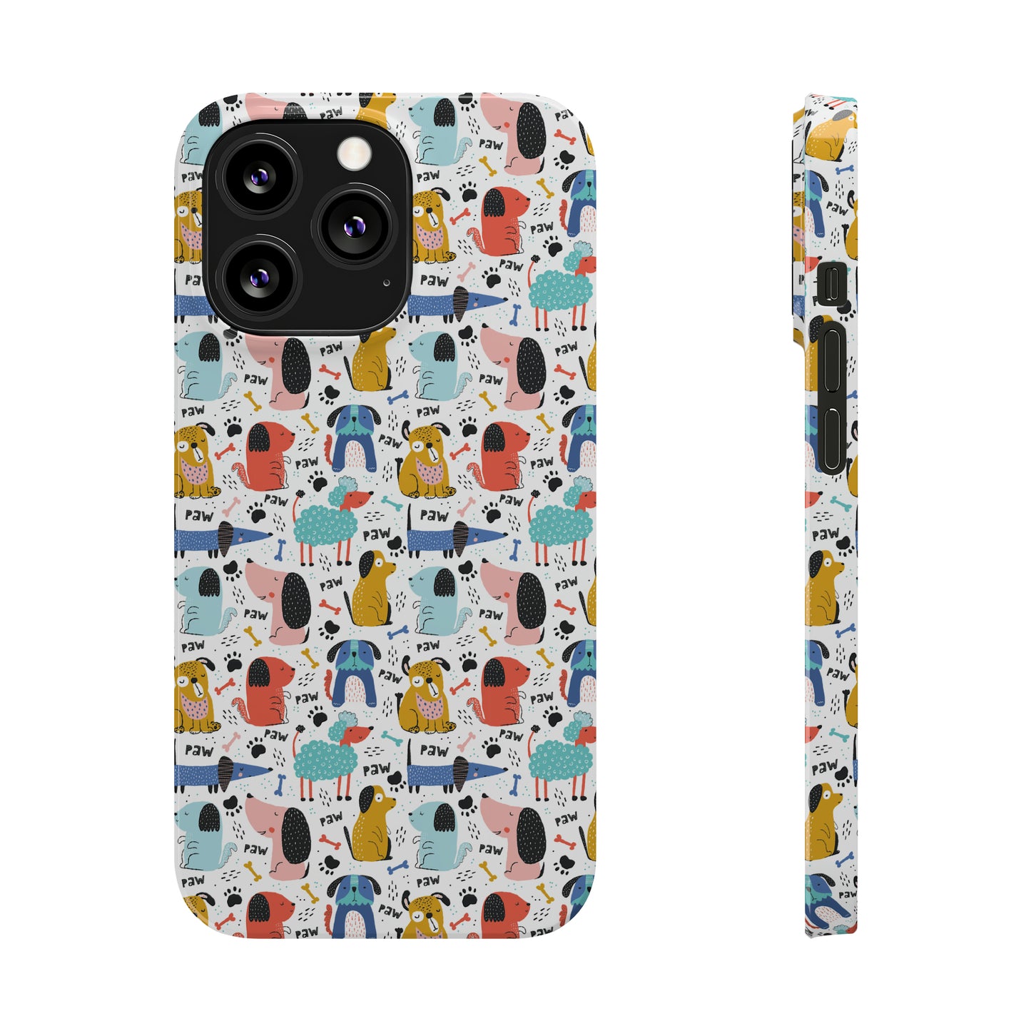 Playful Pups: Colorful Cartoon Dogs Iphone 15-12 Slim Phone Case