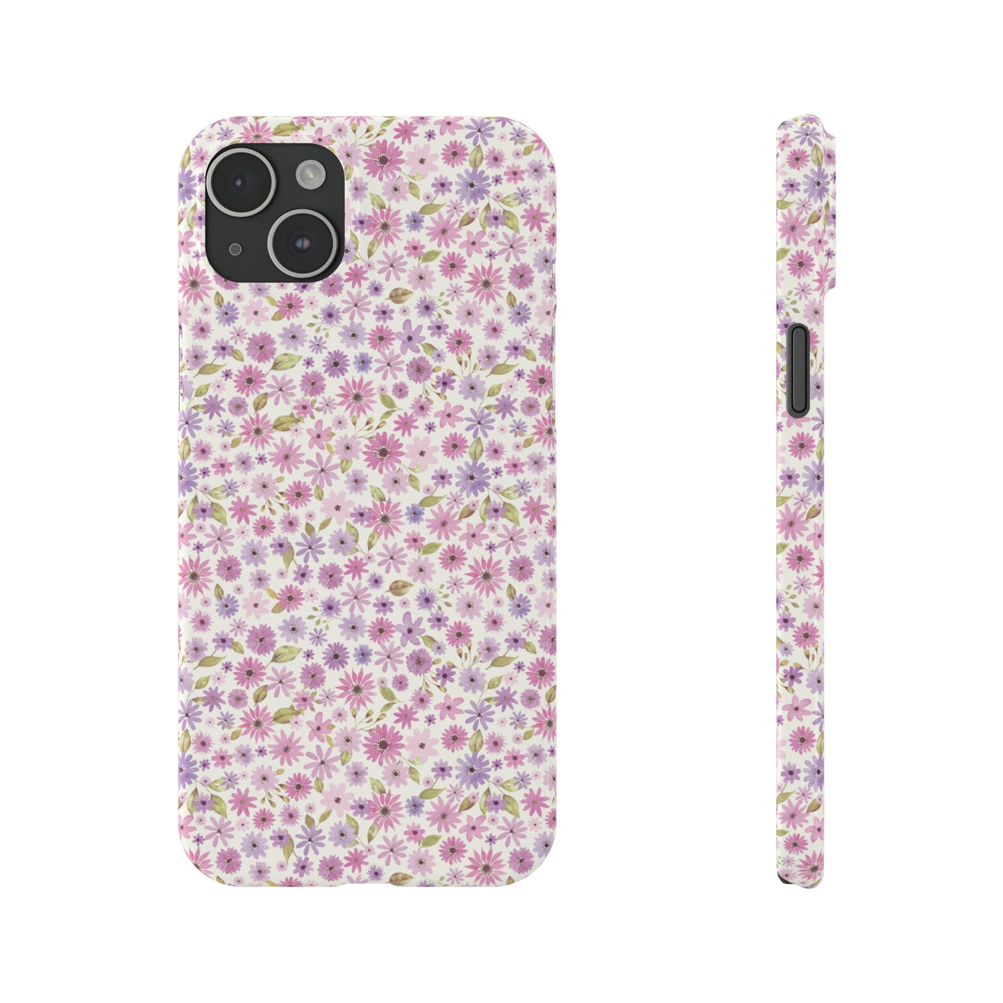 Pink and Purple Flower Design Iphone 15-12 Slim Phone Case