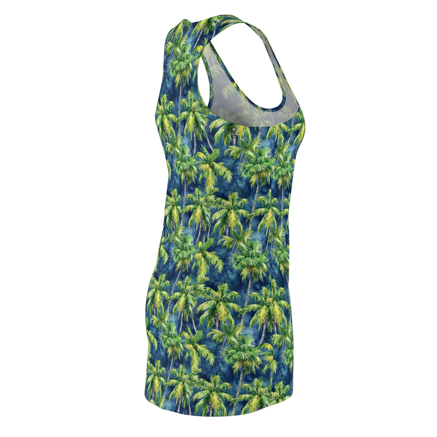 Midnight Palms: Silhouetted Palm Trees Against a Nighttime Sky Women's Racerback Dress XS - 2XL