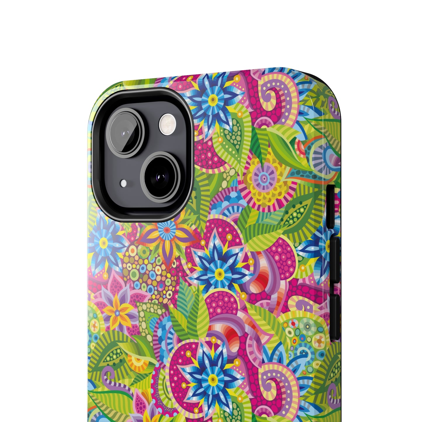 Vibrant Array of Abstract Flowers and Paisley in Rainbow Hues Iphone Tough Phone Case