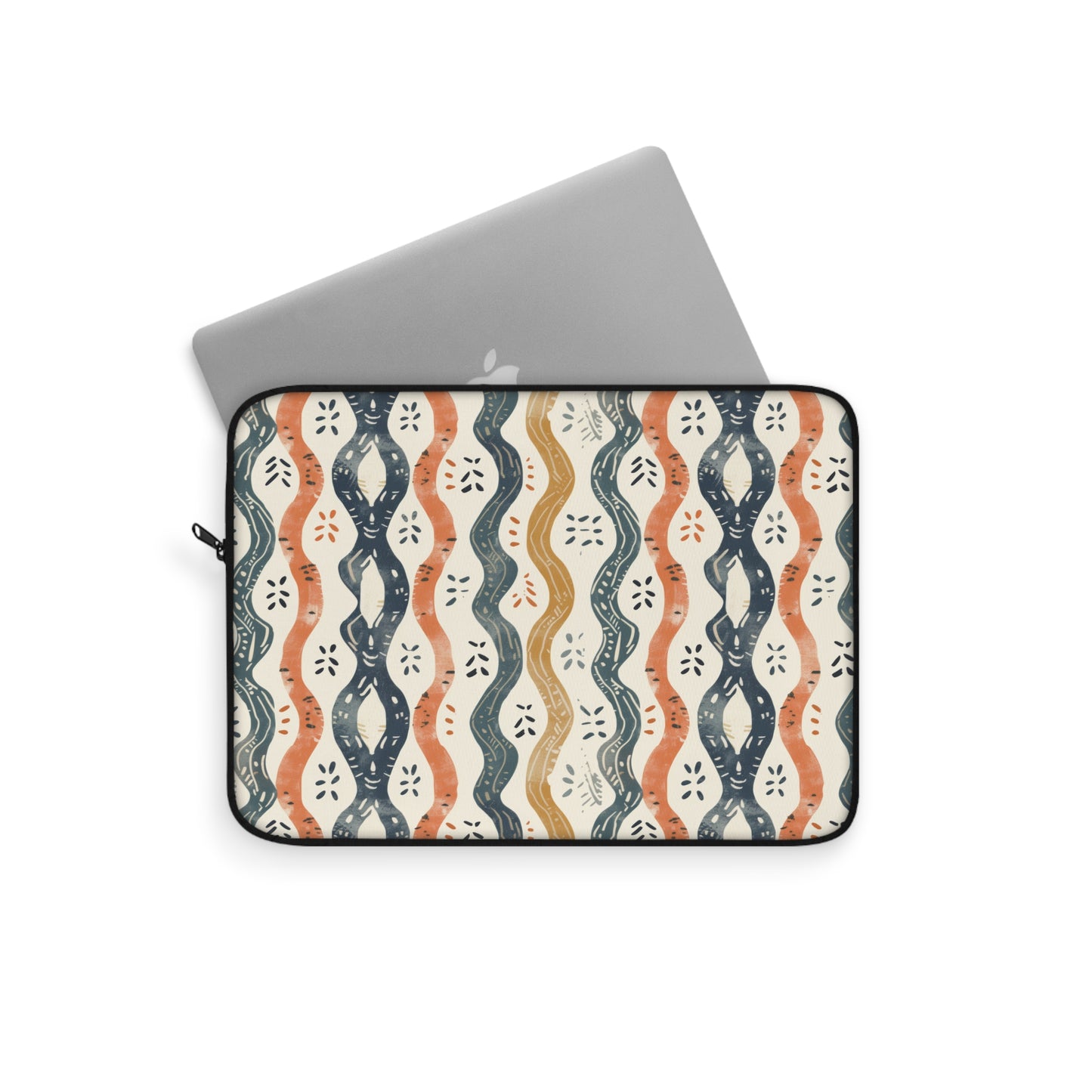 Boho Waves with Earthy Blues Reds and Browns Laptop or Ipad Protective Sleeve 3 Sizes Available