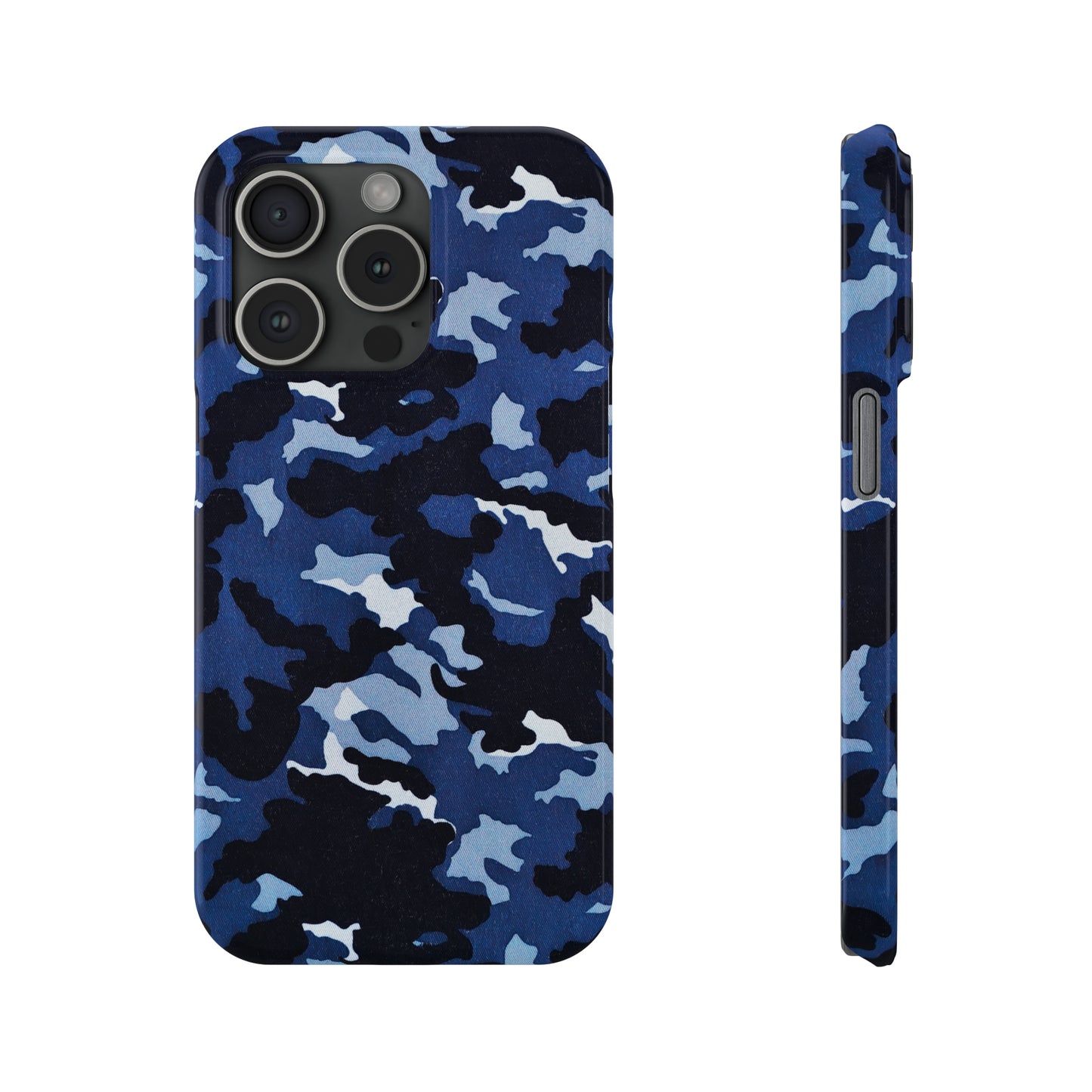 Deep Sea Concealment: Navy Blue Camouflage Iphone 15-12 Slim Phone Case