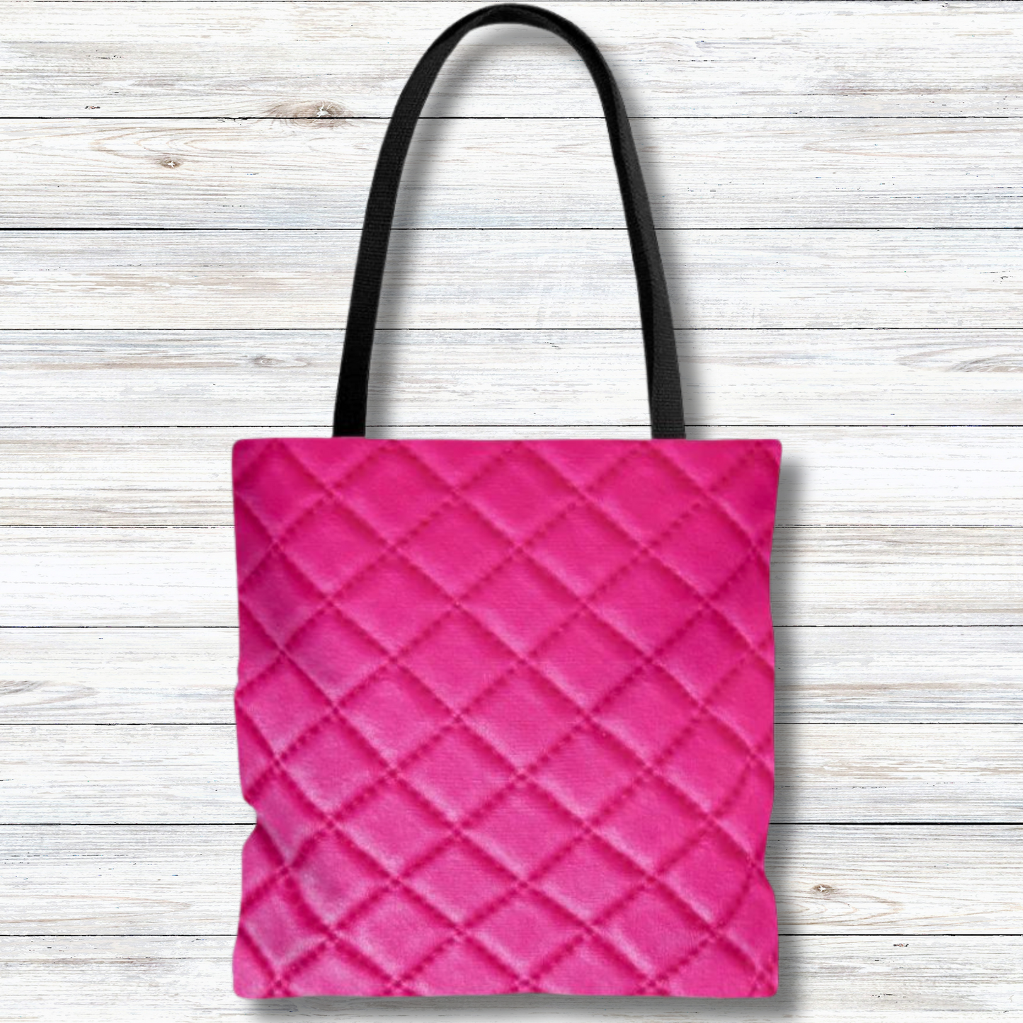 Pink Quilted Look Design  - Canvas Tote 3 Sizes