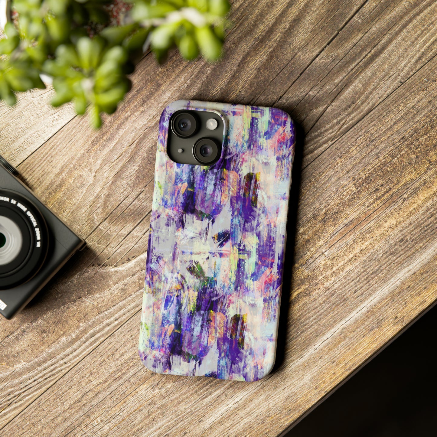 Purple Spring Painted Abstract Iphone 15-12 Slim Phone Case