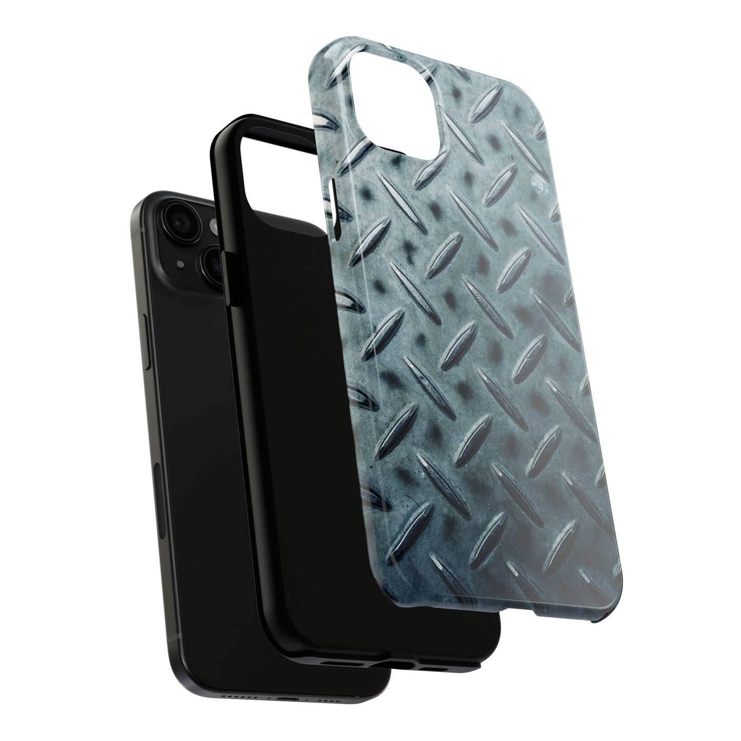 Blue Steel Diamond Plate Design Iphone Tough Phone Case