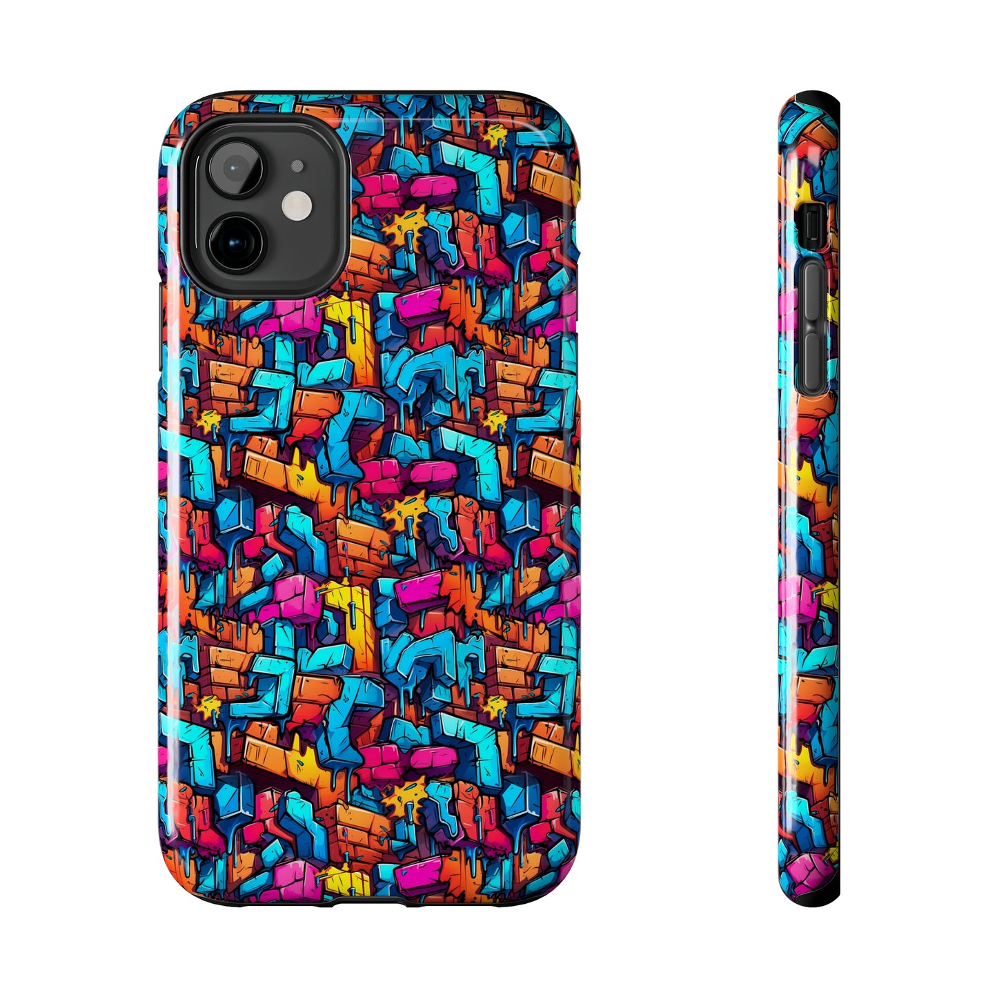 3D Rainbow Colored Graphic Blocks Design Iphone Tough Phone Case