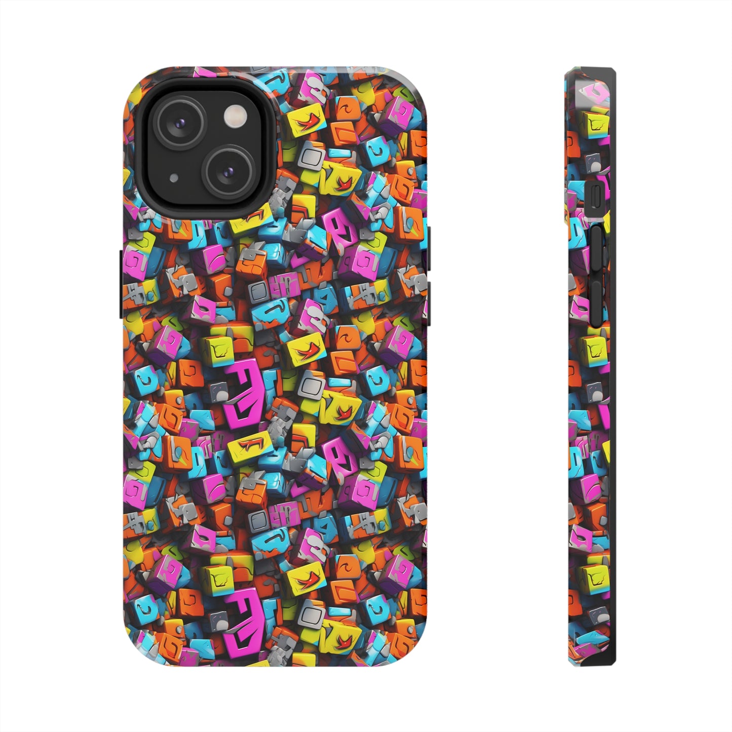 3D Abstract Colorful Block Design Iphone Tough Phone Case