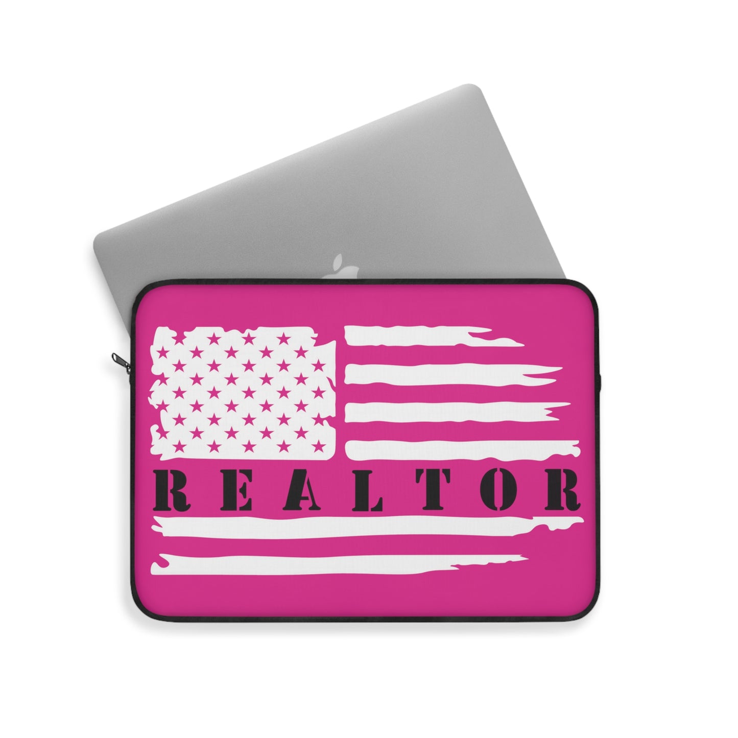 American Flag & Realtor Pink & Black Laptop or Ipad Protective Sleeve 3 Sizes