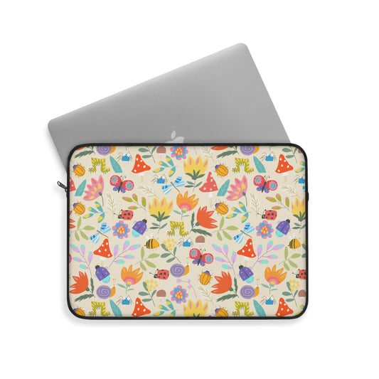 Springtime Whimsy: Ladybugs, Butterflies, and Blooming Flowers - Laptop or Ipad Protective Sleeve 3 Sizes