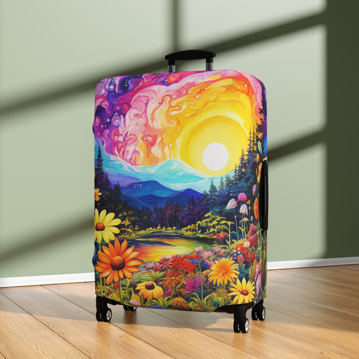 Enchanting Sunrise Over a Whimsical Field of Wildflowers  - Luggage Protector and Cover 3 Sizes