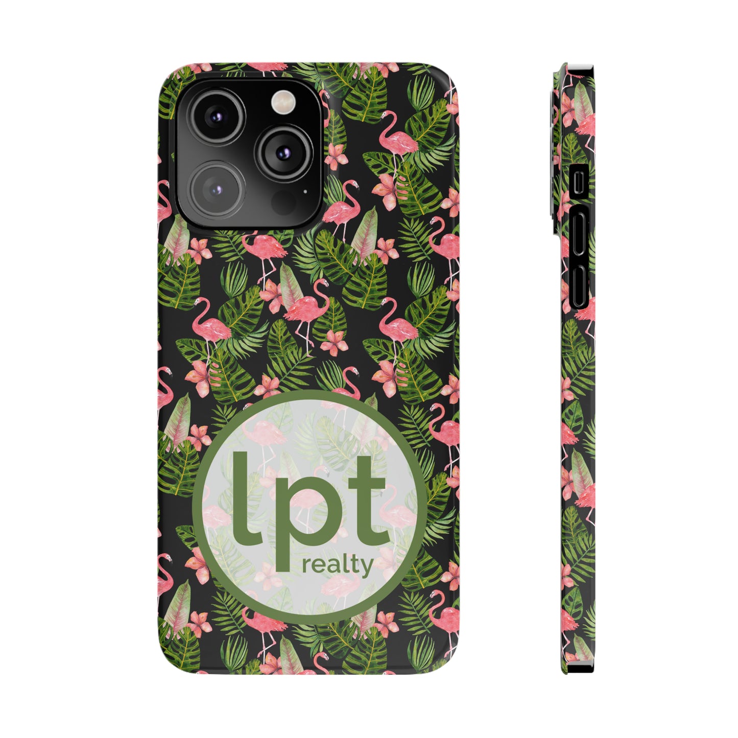 LPT Realty Logo -  Tropical Flamingos Iphone 15-12 Slim Phone Case