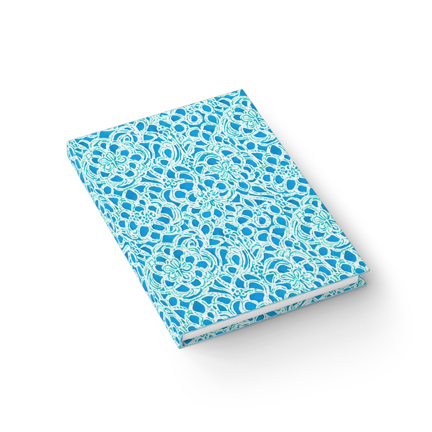 Luminous Swirls: Abstract Watercolor Floral Patterns in Lime Green and Blue Hardcover Ruled Line Journal