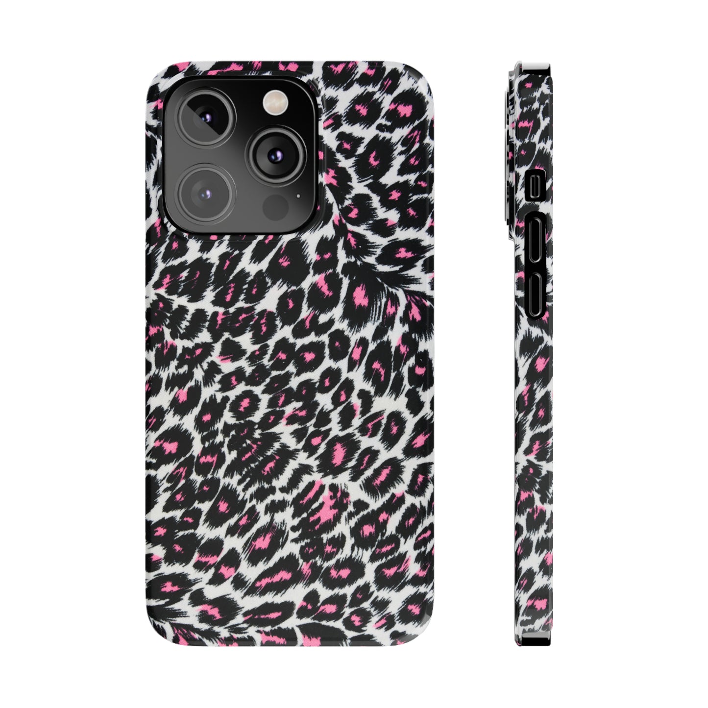 Fierce Femininity Pink and Black Leopard Print Iphone 15-12 Slim Phone Case