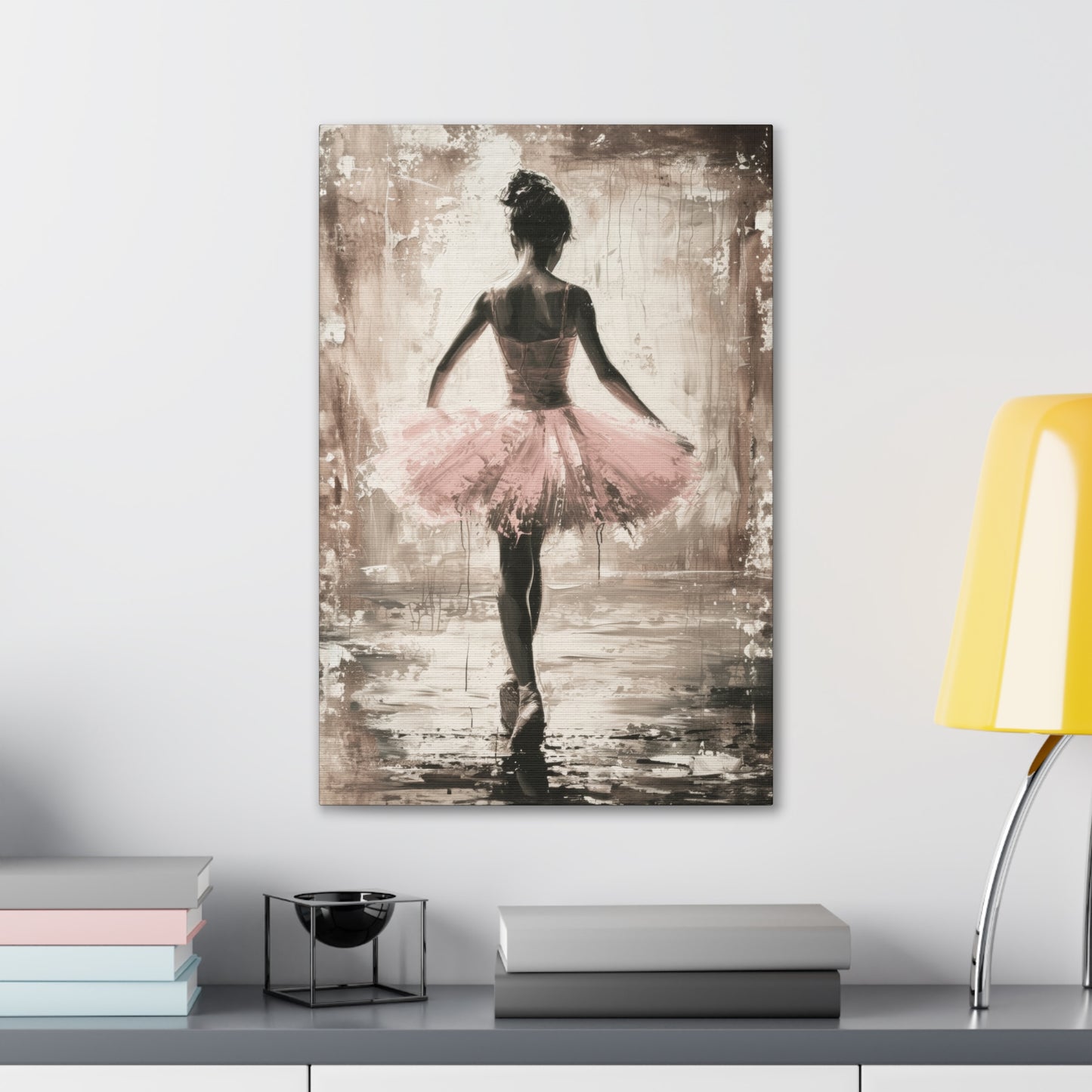 Nostalgic Young Girl Ballerina in Pink Ballerina Print on Canvas Gallery - 9 Sizes