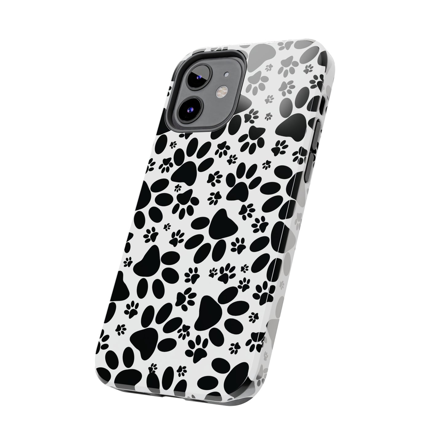 Stealthy Tracks: Black Animal Paw Prints Iphone Tough Phone Case