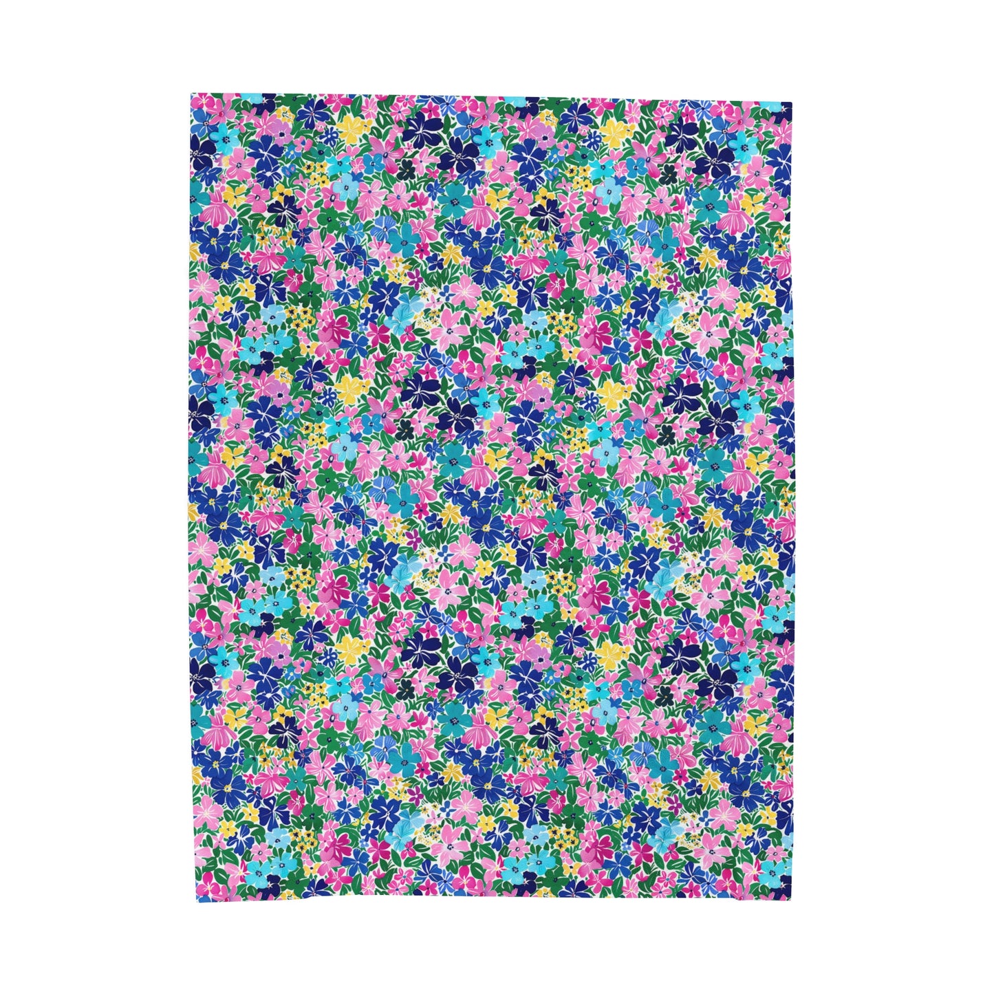 Rainbow Blooms: Vibrant Multi-color Watercolor Flowers in Full Bloom Velveteen Plush Blanket 3 Sizes