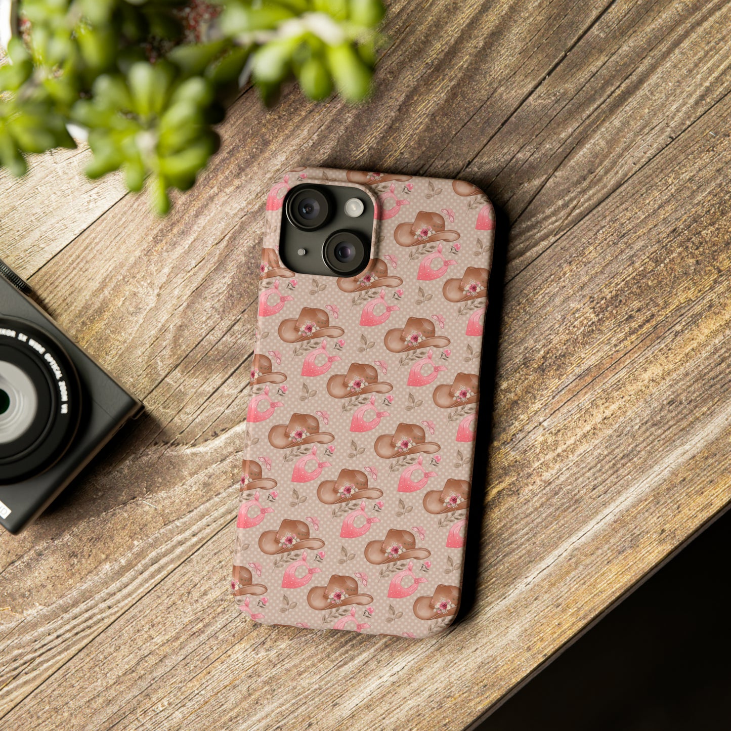 Western Cowgirl Hat with Flowers Iphone 15-12 Slim Phone Case