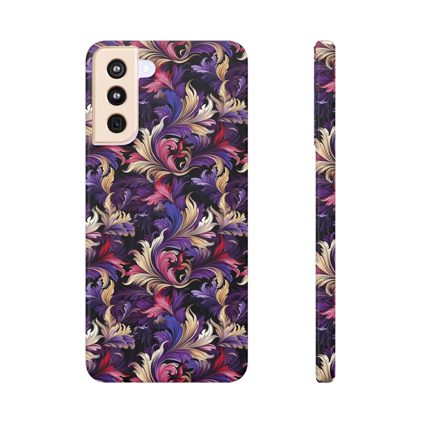 Purple, Gold & Pink Floral Swirls of Foliage Design Samsung Slim Cases