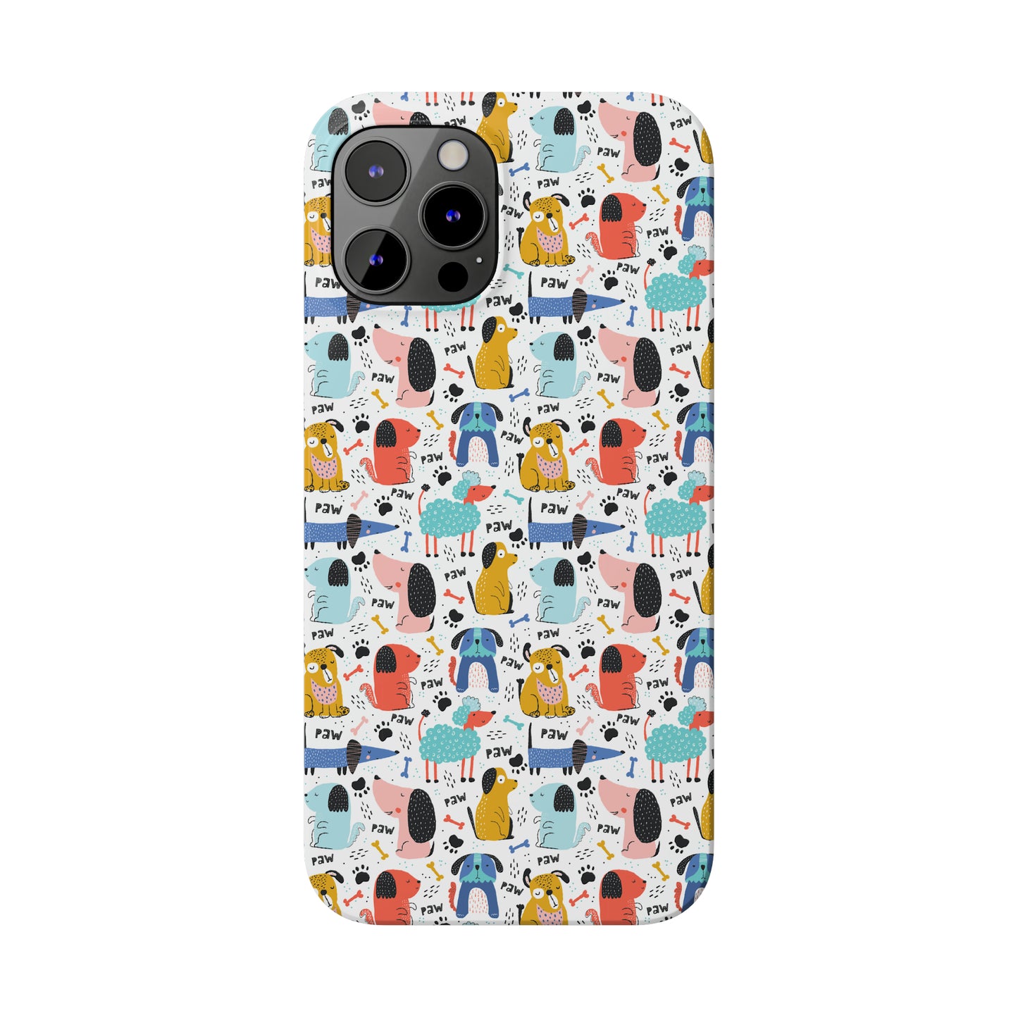 Playful Pups: Colorful Cartoon Dogs Iphone 15-12 Slim Phone Case