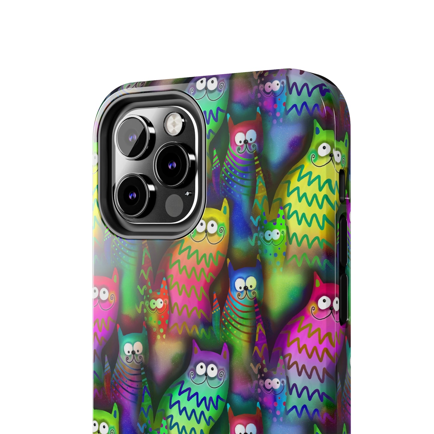 Neon Rainbow Cartoon Cats Iphone Tough Phone Case