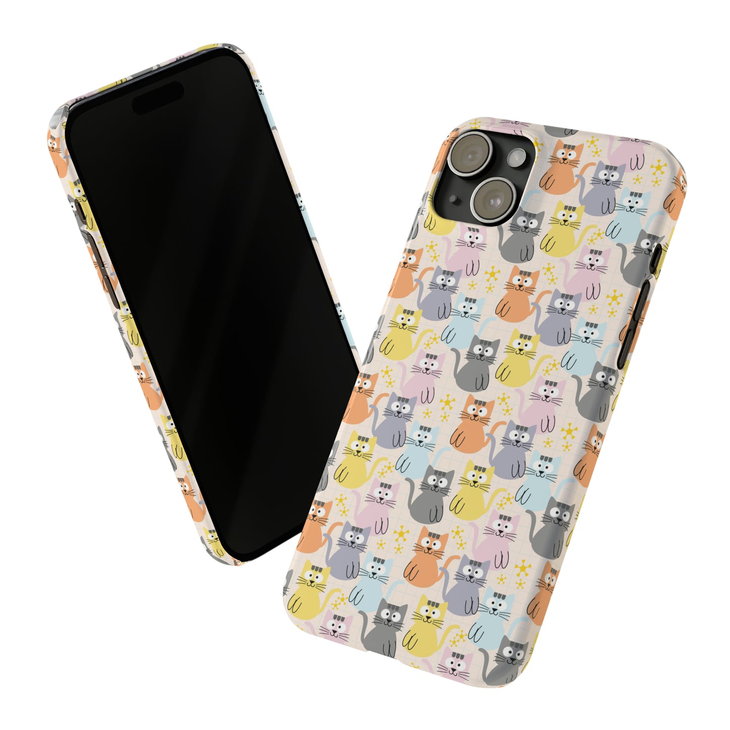 Adorable Cartoon Kitties: Pastel-Colored and Overflowing with Cuteness Iphone 15-12 Slim Phone Case