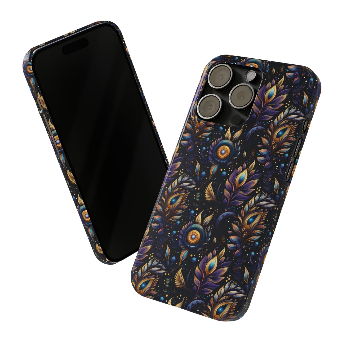 Mystical Enchanted Leaves and Celestial Stars Iphone 15-12 Slim Phone Case