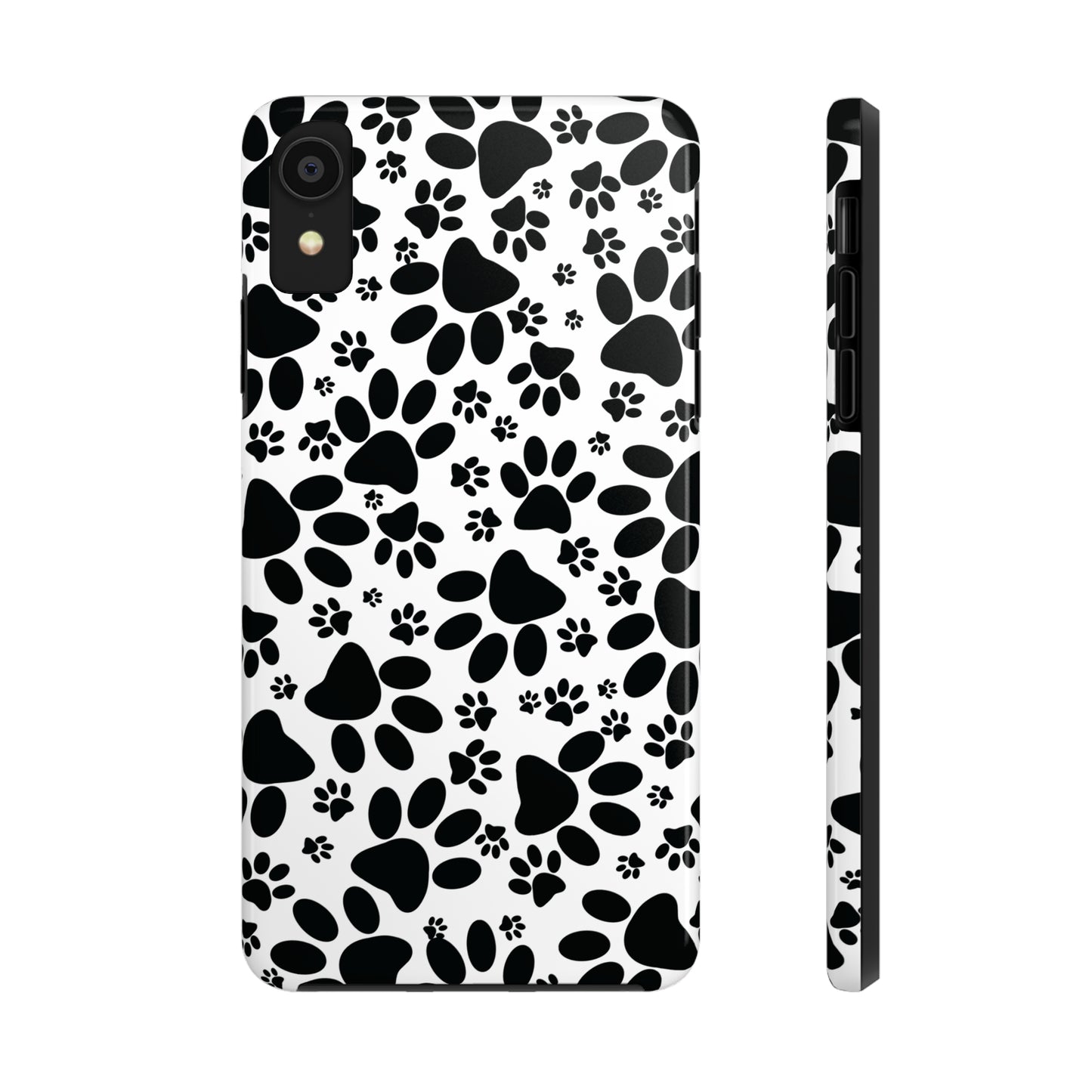 Stealthy Tracks: Black Animal Paw Prints Iphone Tough Phone Case