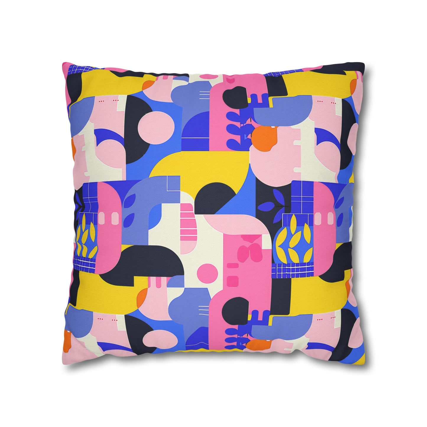 Pop Art in Vibrant Bold Geometric Colors Spun Polyester Square Pillowcase 4 Sizes