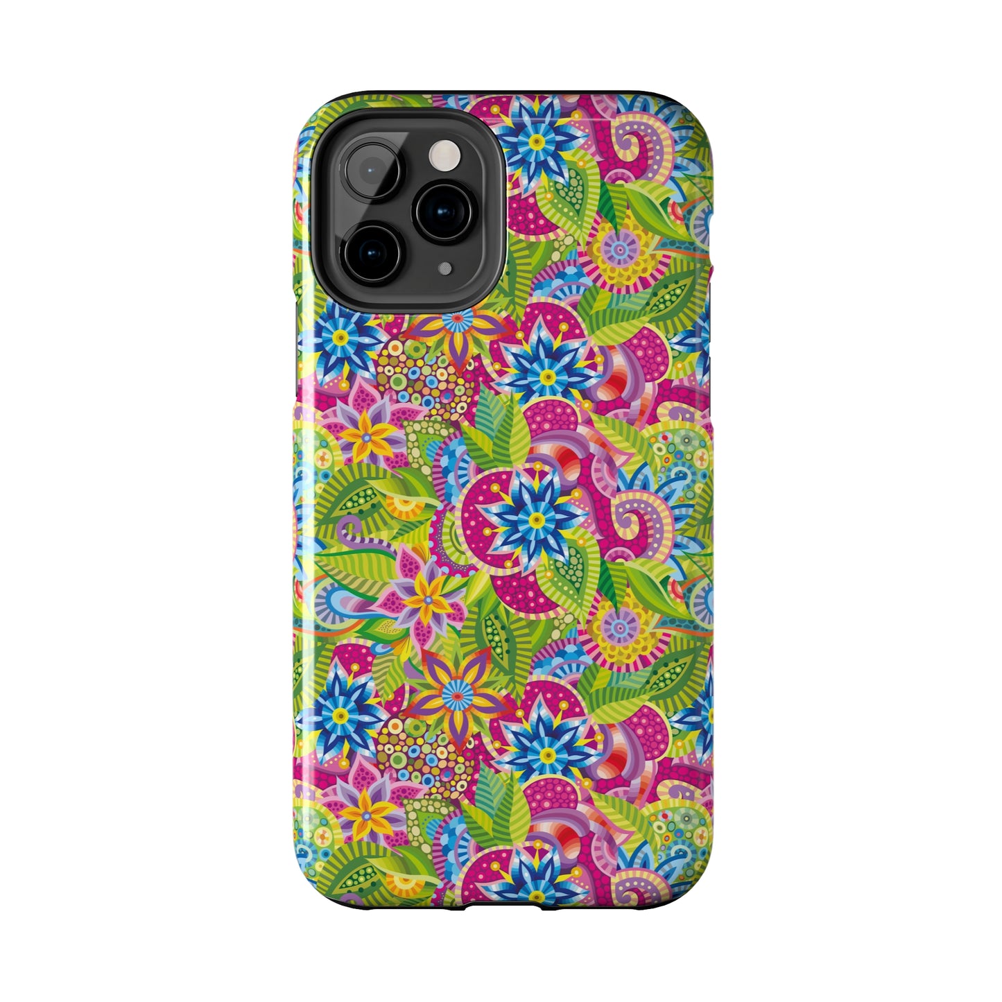 Vibrant Array of Abstract Flowers and Paisley in Rainbow Hues Iphone Tough Phone Case