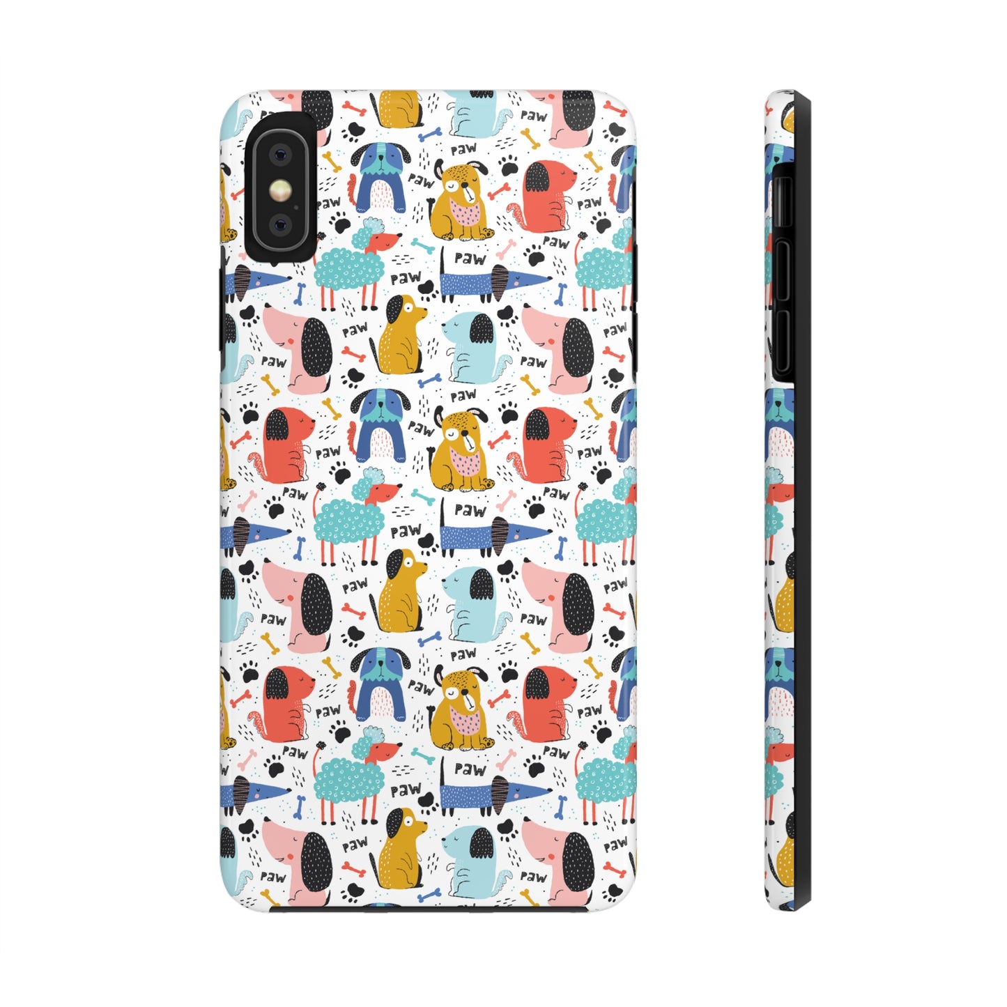 Playful Pups: Colorful Cartoon Dogs Iphone Tough Phone Case