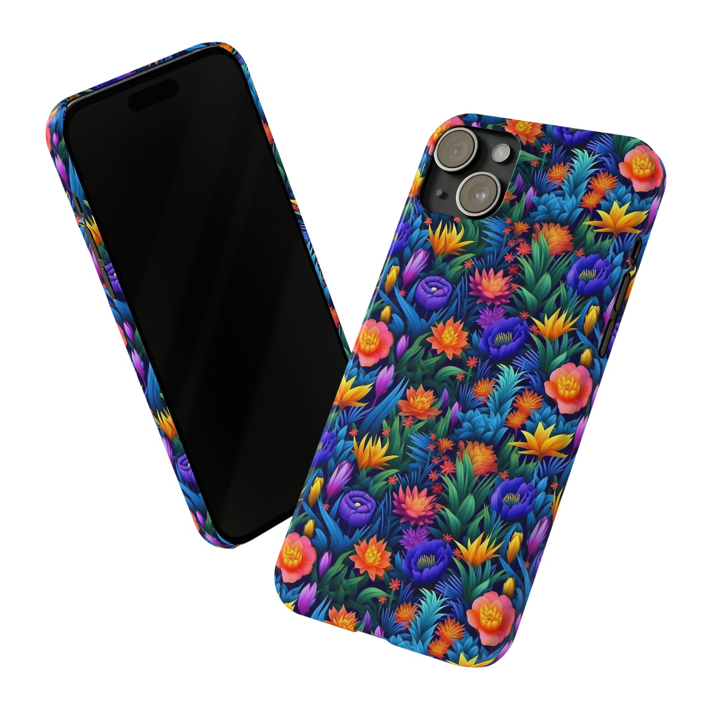 3D Tropical Bright Flowers Iphone 15-12 Slim Phone Case