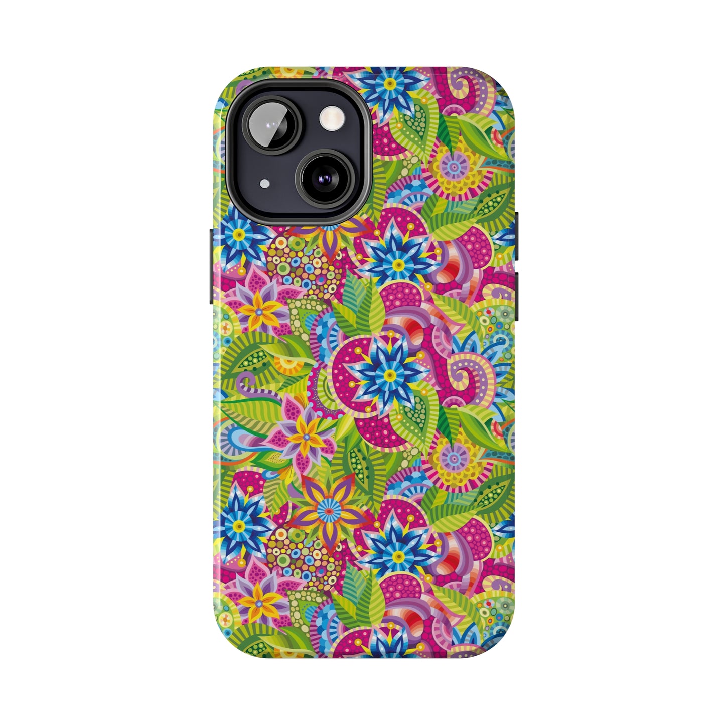 Vibrant Array of Abstract Flowers and Paisley in Rainbow Hues Iphone Tough Phone Case