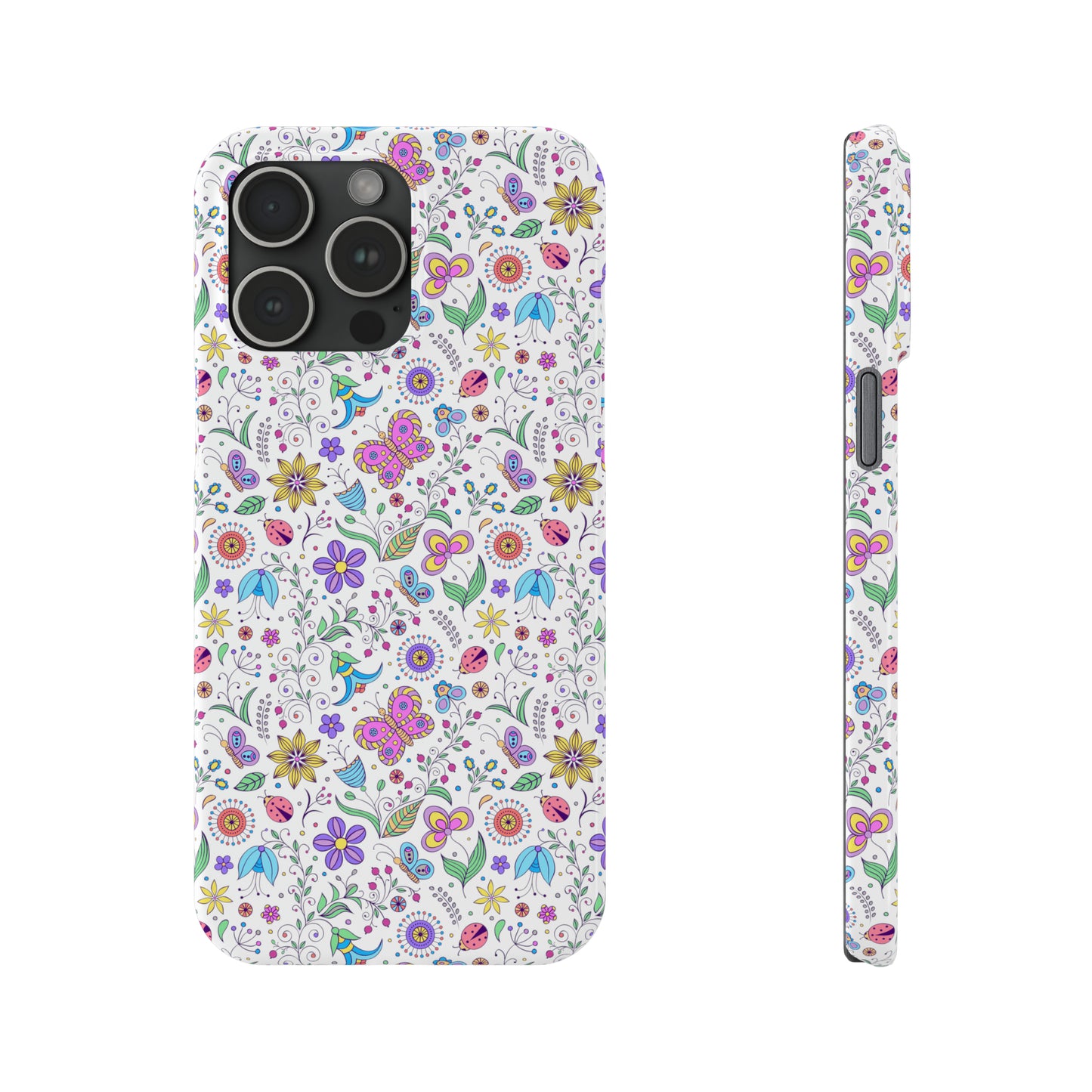 Butterflies and Flowers Iphone 15-12 Slim Phone Case