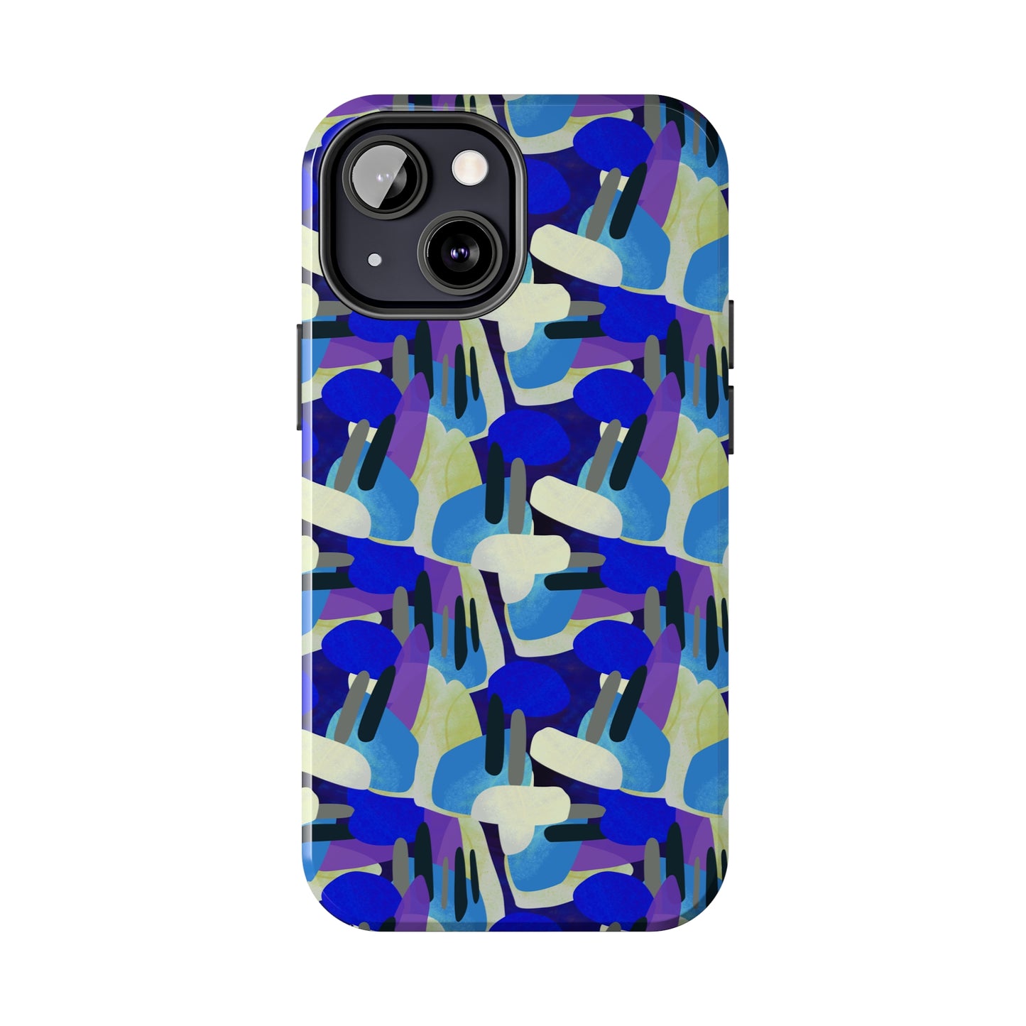 Blue, Purple and Green Abstract Design Iphone Tough Phone Case