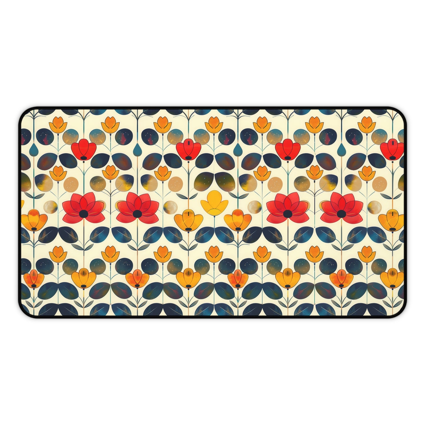 Whimsical Yellow, Red, and Blue Flower Design Gaming Mouse Pad  Desk Mat  - 3 Sizes